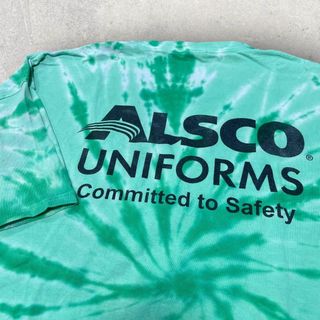 US古着 ALSCO 企業ロゴ タイダイ Tシャツ 2XL グリーン(Tシャツ/カットソー(半袖/袖なし))