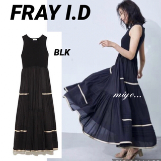 FRAY I.D/ニットコンビティアードワンピース/BLK