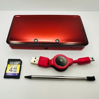 ニンテンドー3DS - ニンテンドー　3DS  レッド 充電ケーブル SDカード タッチペン