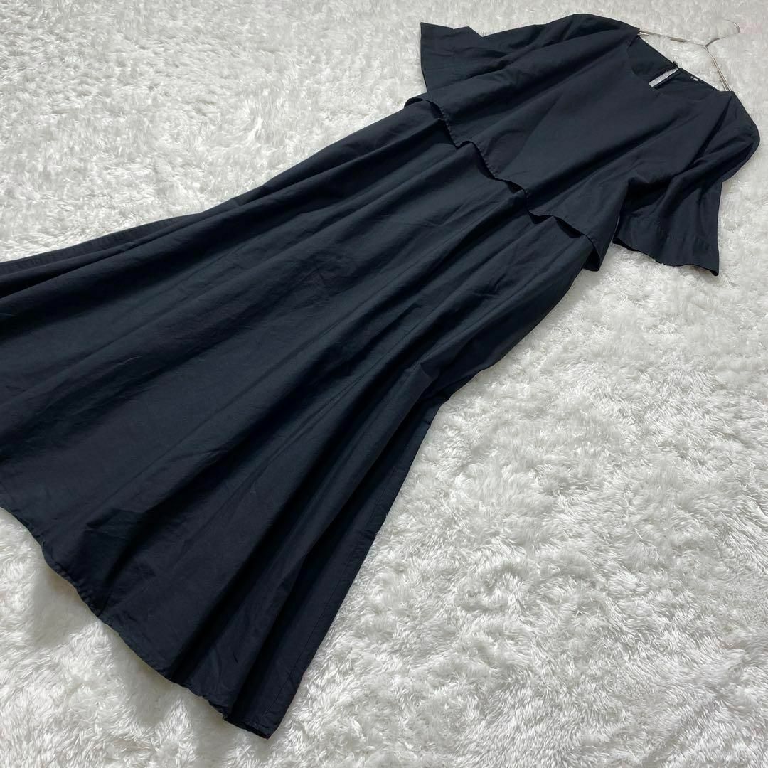 ZARA(ザラ)のZARAザラ シャツ ワンピース ドレス オーバーサイズ ミディ丈 黒 レディースのワンピース(ロングワンピース/マキシワンピース)の商品写真