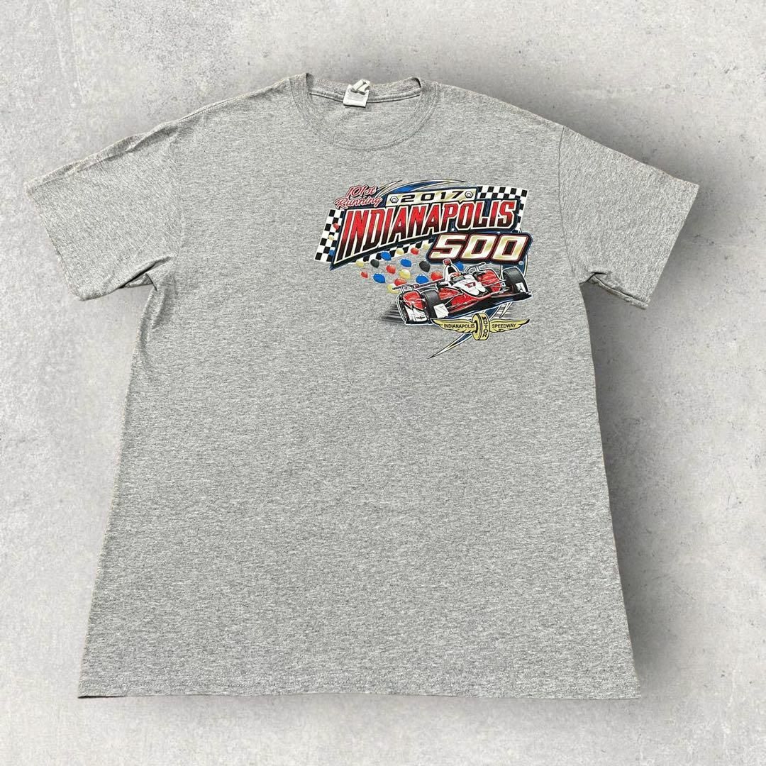 US古着 INDIANAPOLIS 500 レーシング Tシャツ グレー メンズのトップス(Tシャツ/カットソー(半袖/袖なし))の商品写真