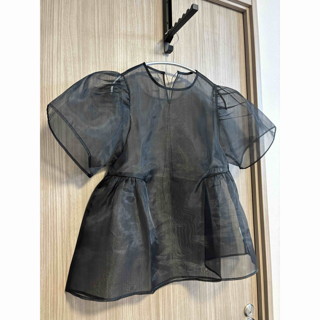 Drawer(ドゥロワー)のELLIE オーガンジートップス　ブラック レディースのトップス(シャツ/ブラウス(半袖/袖なし))の商品写真