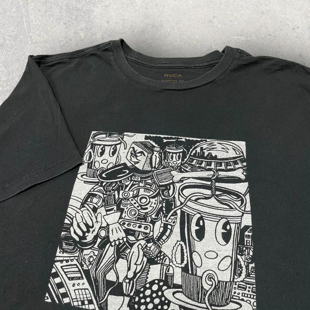 RVCA(ルーカ)のUS古着 RVCA アメコミ ロボット アニメ Tシャツ XXL ブラック 黒 メンズのトップス(Tシャツ/カットソー(半袖/袖なし))の商品写真