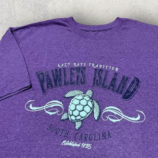 US古着 PAWLEYS ISLAND ウミガメ 亀 Tシャツ パープル 紫(Tシャツ/カットソー(半袖/袖なし))