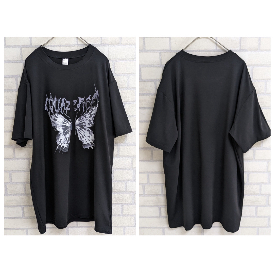 半袖  Ｔシャツ  黒  トップス 蝶柄 ユニセックス バタフライ メンズのトップス(Tシャツ/カットソー(半袖/袖なし))の商品写真