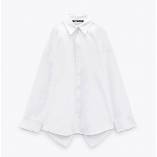 ザラ(ZARA)のZARA オープンバックポプリンシャツ　S ホワイトシャツ　(シャツ/ブラウス(長袖/七分))