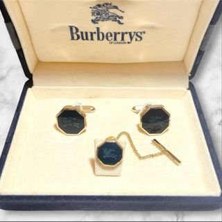 BURBERRY - 【ケース付★美品】BURBERRY  カフス タイピン ホースロゴ ブルー 刻印