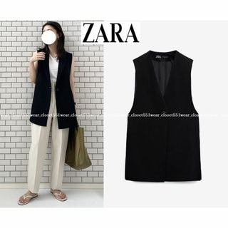 ZARA - 2022 美品ZARAザラ☆バックストラップ Vネックベスト S ブラック