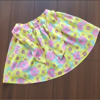 ジェニィ(JENNI)のJENNI ひまわり柄 サンフラワー リボン スカート 夏　美品　140(スカート)