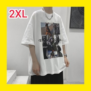 Tシャツ メンズ 半袖 2XL 白 カジュアル 写真 プリント(Tシャツ/カットソー(半袖/袖なし))