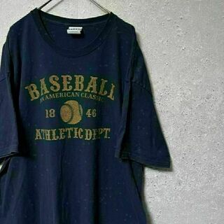 90's Tシャツ 半袖 ベースボール ゆるダボ プリント XL(Tシャツ/カットソー(半袖/袖なし))