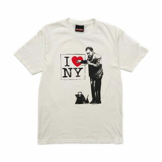 新品 バンクシー NY おもしろ Tシャツ M～XL/　ホワイトudt-0067(Tシャツ/カットソー(半袖/袖なし))