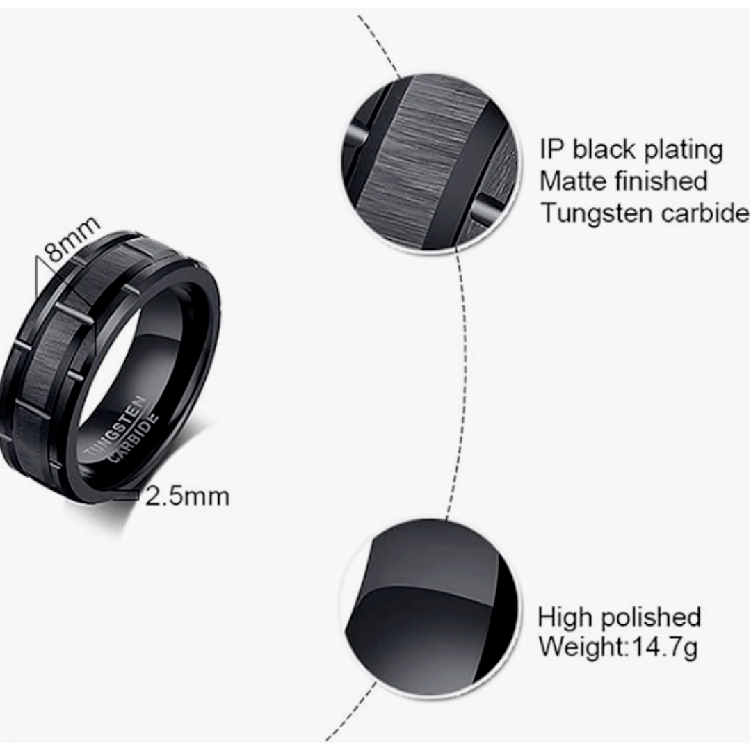 【RN141】リング　アクセサリー 　メンズ 　ブラック　黒　タングステン メンズのアクセサリー(リング(指輪))の商品写真