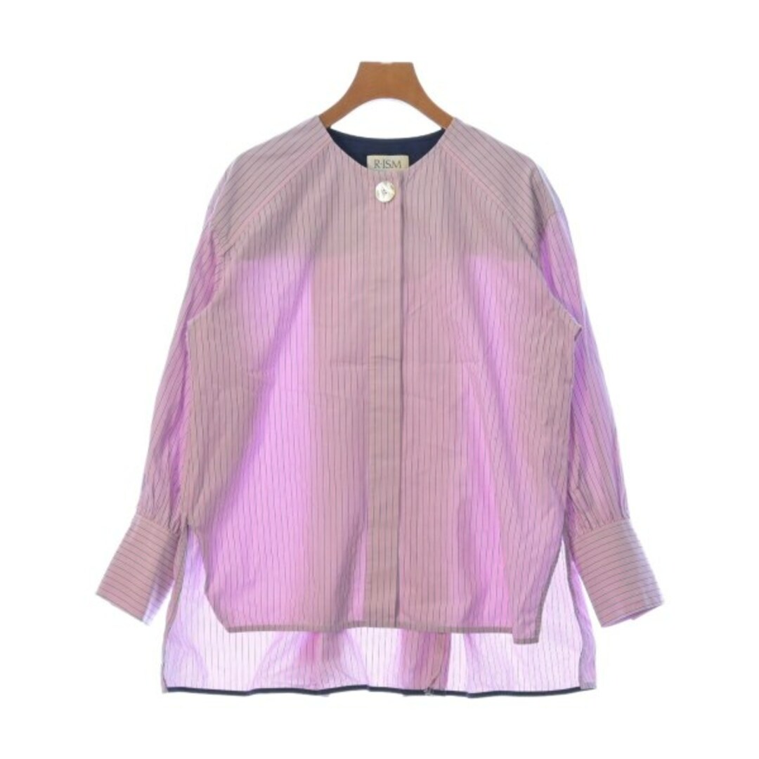 R-ISM リズム カジュアルシャツ 40(M位) ピンクx紫x白(ストライプ) 【古着】【中古】 レディースのトップス(シャツ/ブラウス(長袖/七分))の商品写真