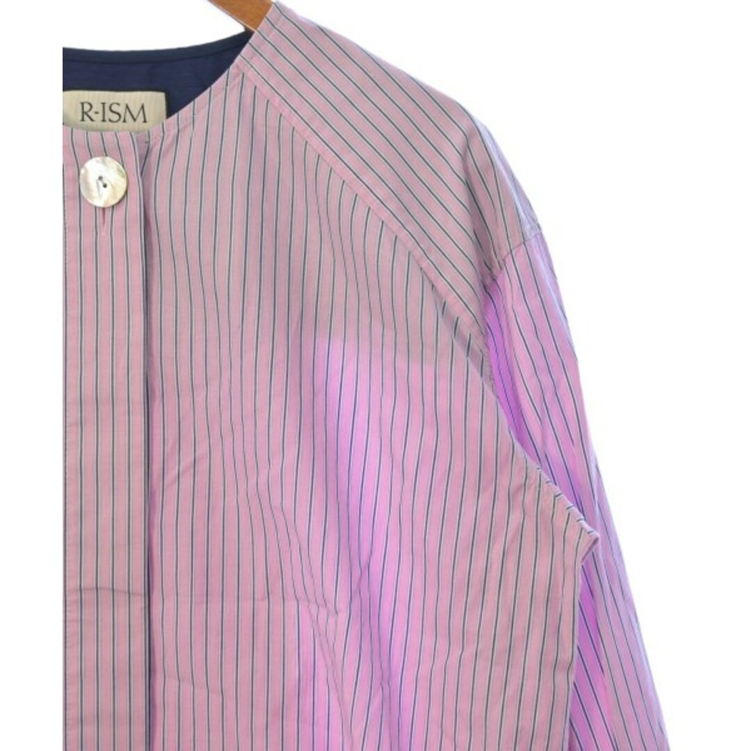 R-ISM リズム カジュアルシャツ 40(M位) ピンクx紫x白(ストライプ) 【古着】【中古】 レディースのトップス(シャツ/ブラウス(長袖/七分))の商品写真