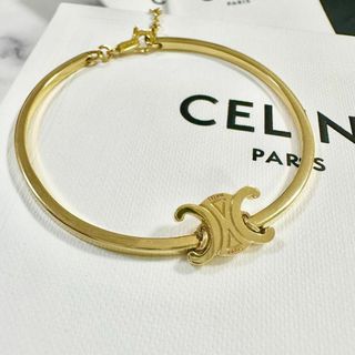 セリーヌ(celine)の美品✨現行モデル　CELINE　ブレスレット　トリオンフ　チェーン　ゴールド(ブレスレット/バングル)