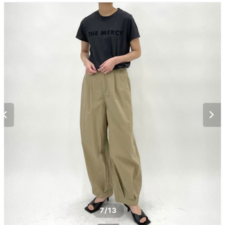 【新品】パシオーネ⭐︎ cotton nylon tuck wide pants(カジュアルパンツ)