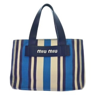 ミュウミュウ(miumiu)のMiu Miu ミュウミュウ ハンドバッグ - 青x白x紺(ストライプ) 【古着】【中古】(ハンドバッグ)
