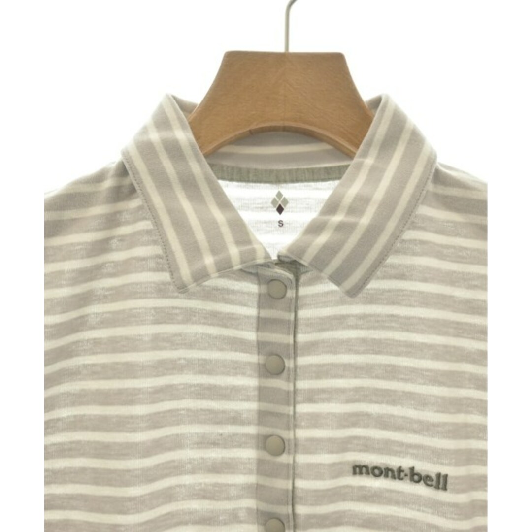 mont bell(モンベル)のMontbell モンベル ポロシャツ S グレーx白(ボーダー) 【古着】【中古】 レディースのトップス(ポロシャツ)の商品写真