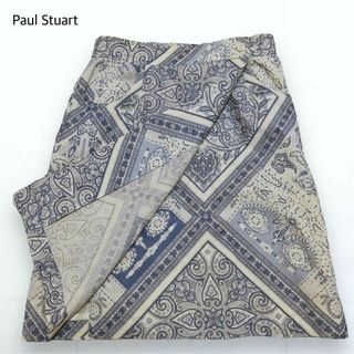 Paul Stuart リネン混 巻きスカート 花柄 ペイズリー柄 11号