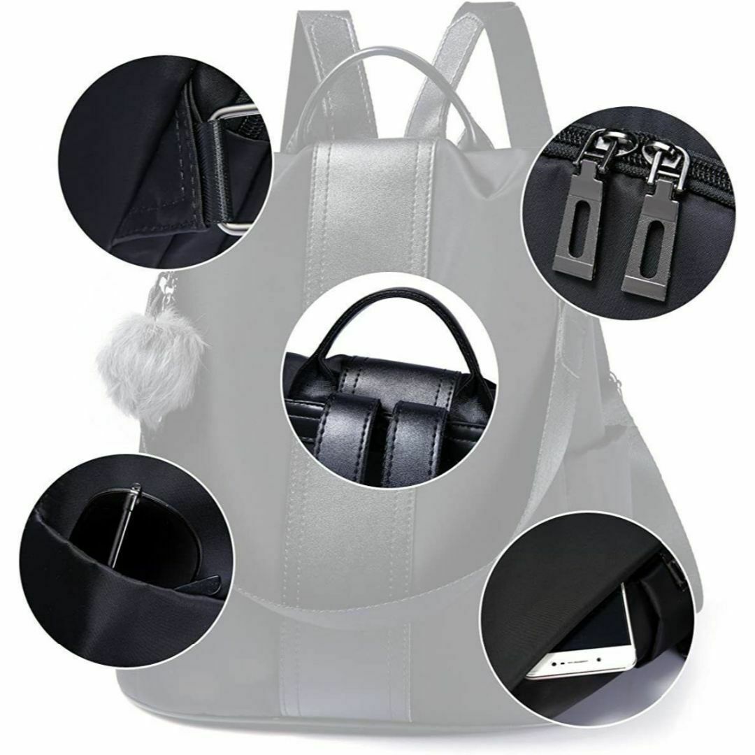リュック レディース ショルダー 防水 軽量 リュックサック 通勤 通学 黒 レディースのバッグ(リュック/バックパック)の商品写真