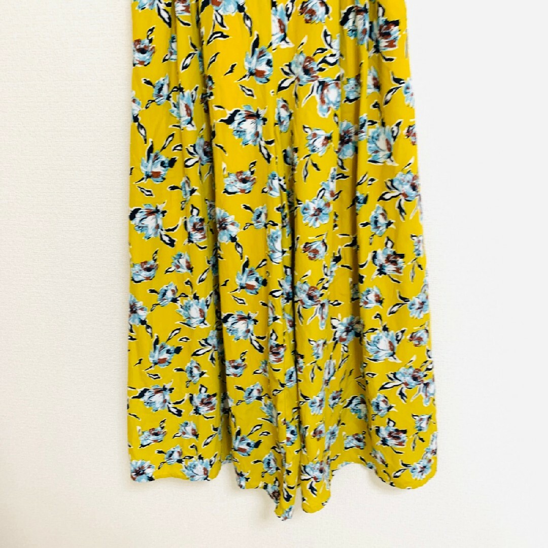 heather(ヘザー)のヘザー　ガウチョパンツ　F　イエロー　ブルー　ホワイト　スカンツ　花柄　ポリ レディースのスカート(ロングスカート)の商品写真
