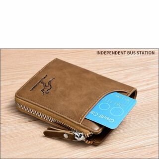 ◆ SALE ◆ 新品 カンガルー コンパクト メンズ 財布 ブラウン 茶(折り財布)