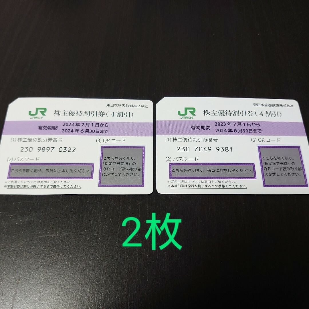 JR東日本 株主優待券　2枚 チケットの優待券/割引券(その他)の商品写真