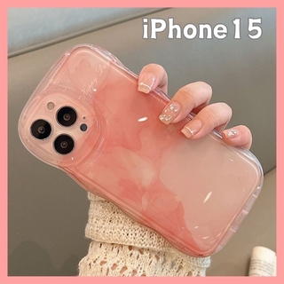 iPhone15 ケース グラデーション 大理石 ピンク スマホケース
