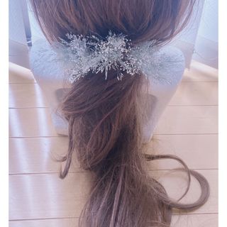 エメラルドグリーン♡かすみ草 ヘッドドレス(ヘアピン)