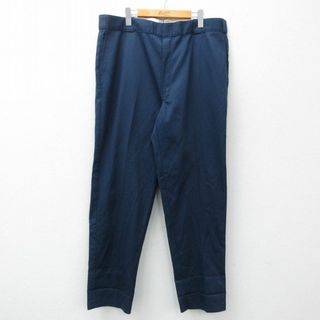 ディッキーズ(Dickies)のW40★古着 ディッキーズ Dickies ワーク パンツ メンズ 90年代 90s USA製 紺 ネイビー 【spe】 24may18 中古 ボトムス ロング(ワークパンツ/カーゴパンツ)