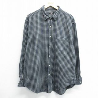 Ralph Lauren - XL★古着 ラルフローレン Ralph Lauren ポロジーンズ 長袖 ブランド シャツ メンズ 00年代 00s ワンポイントロゴ 紺 ネイビー チェック 24may18 中古 トップス