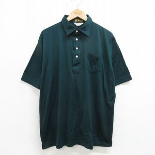 XL★古着 半袖 ポロ シャツ メンズ 80年代 80s 大きいサイズ USA製 緑 グリーン 24may18 中古 トップス(ポロシャツ)