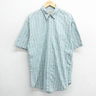 XL★古着 セントジョンズベイ 半袖 シャツ メンズ 00年代 00s コットン 薄緑他 グリーン チェック 24may18 中古 トップス(シャツ)