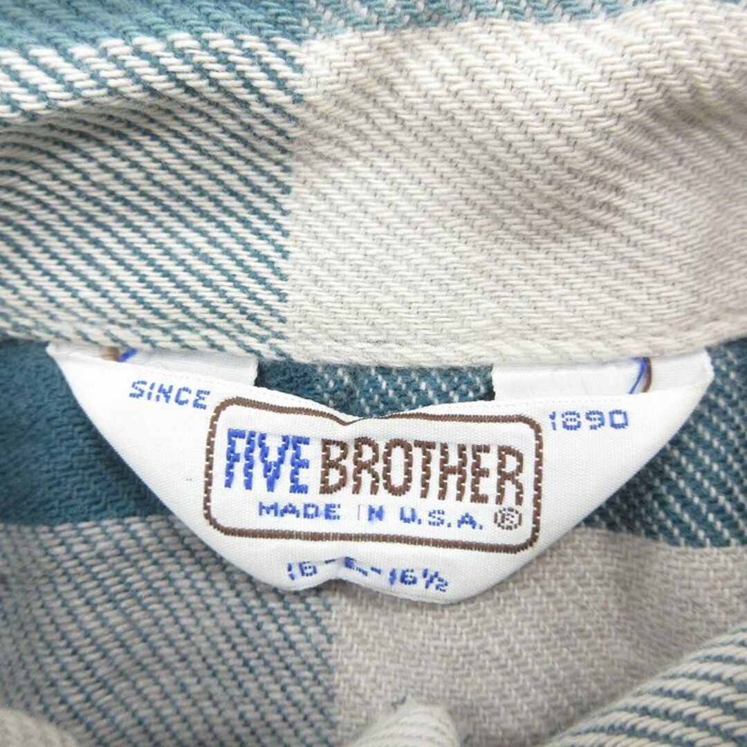 FIVE BROTHER(ファイブブラザー)のXL★古着 ファイブブラザー 半袖 シャツ メンズ 80年代 80s USA製 青緑他 バッファローチェック 24may18 中古 トップス メンズのトップス(シャツ)の商品写真