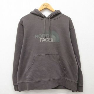 ノースフェイス(North Face)のXL★古着 ノースフェイス THE NORTH FACE 長袖 スウェット パーカー メンズ ビッグロゴ 濃グレー 24may18 中古 スエット トレーナー トップス(パーカー)