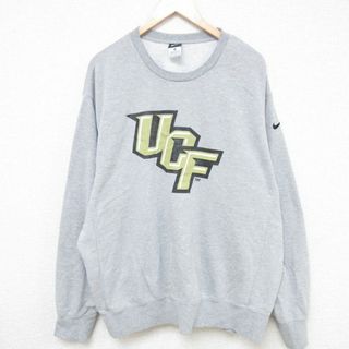 ナイキ(NIKE)のXL★古着 ナイキ NIKE 長袖 スウェット メンズ UCF 大きいサイズ クルーネック グレー 霜降り 24may18 中古 スエット トレーナー トップス(パーカー)