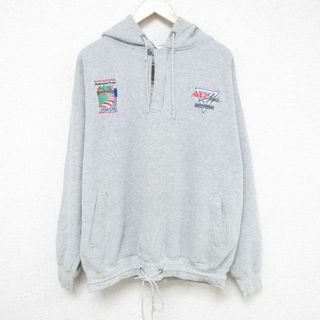 XL★古着 長袖 ハーフジップ スウェット パーカー メンズ 90年代 90s ミッドオハイオ 鹿の子 大きいサイズ USA製 グレー 霜降り 24may18 中古 スエット トレーナー トップス(パーカー)