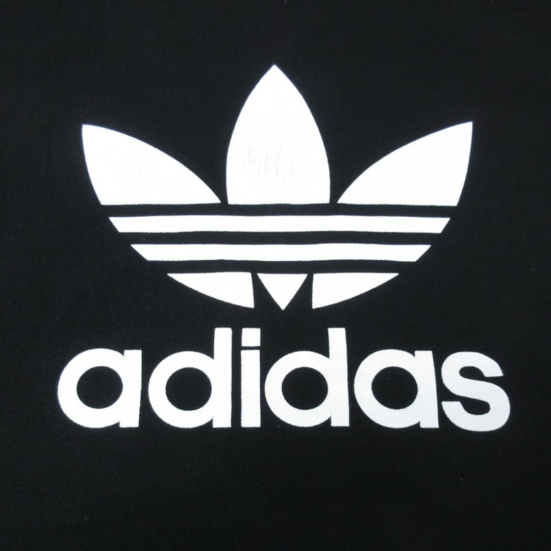 adidas(アディダス)のXL★古着 アディダス adidas 長袖 スウェット メンズ ビッグロゴ リーフ トレフォイル 大きいサイズ クルーネック 黒 ブラック 【spe】 24may18 中古 スエット トレーナー トップス メンズのトップス(パーカー)の商品写真