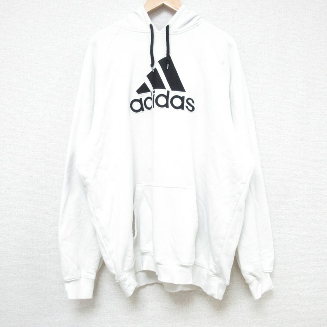 adidas(アディダス)のXL★古着 アディダス adidas 長袖 スウェット パーカー メンズ 00年代 00s ビッグロゴ 大きいサイズ ラグラン 白 ホワイト 24may18 中古 スエット トレーナー トップス メンズのトップス(パーカー)の商品写真