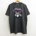 XL★古着 半袖 ロック バンド Tシャツ メンズ メタリカ クルーネック 濃…