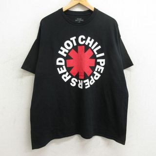 XL★古着 半袖 ロック バンド Tシャツ メンズ レッドホットチリペッパーズ レッチリ 大きいサイズ コットン クルーネック 黒 ブラック 24may18 中古(Tシャツ/カットソー(半袖/袖なし))