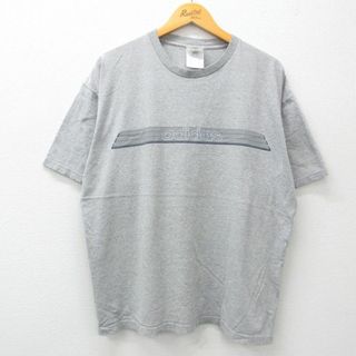 アディダス(adidas)のXL★古着 アディダス adidas 半袖 ビンテージ Tシャツ メンズ 90年代 90s ビッグロゴ 大きいサイズ クルーネック USA製 グレー 霜降り 24may18 中古(Tシャツ/カットソー(半袖/袖なし))