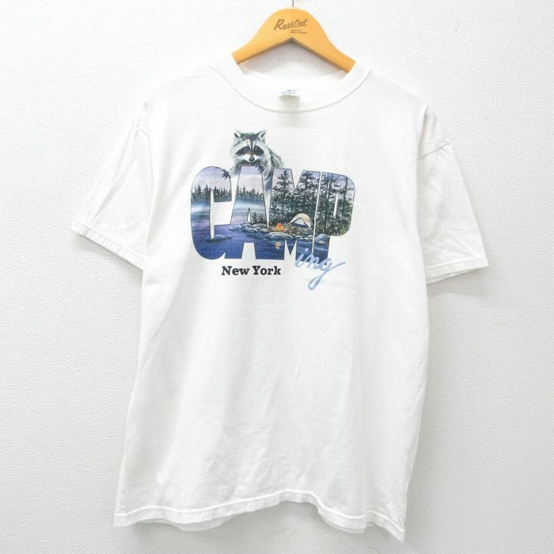 XL★古着 半袖 ビンテージ Tシャツ メンズ 00年代 00s ニューヨーク CAMP コットン クルーネック 白 ホワイト 24may18 中古 メンズのトップス(Tシャツ/カットソー(半袖/袖なし))の商品写真