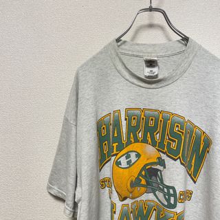 希少　アメフト　Tシャツ　カレッジロゴ　半袖　灰色　ビッグプリント　古着　XL(Tシャツ/カットソー(半袖/袖なし))