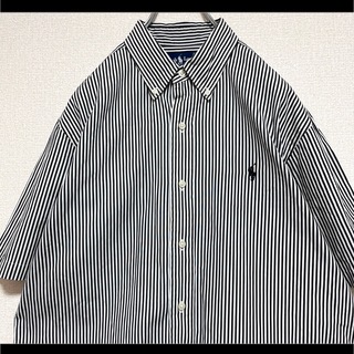 ラルフローレン(Ralph Lauren)のラルフローレン BDシャツ 半袖 ブラックストライプ 黒ポニー刺繍 L(シャツ)