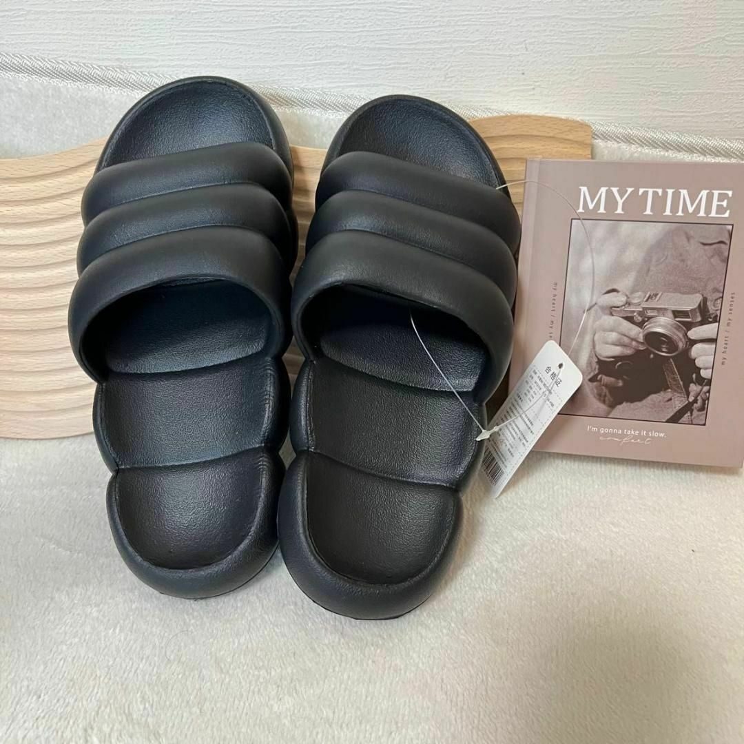 26cm 26.5cm 黒 サンダル 韓国 マシュマロ ビジネスシューズ メンズの靴/シューズ(サンダル)の商品写真