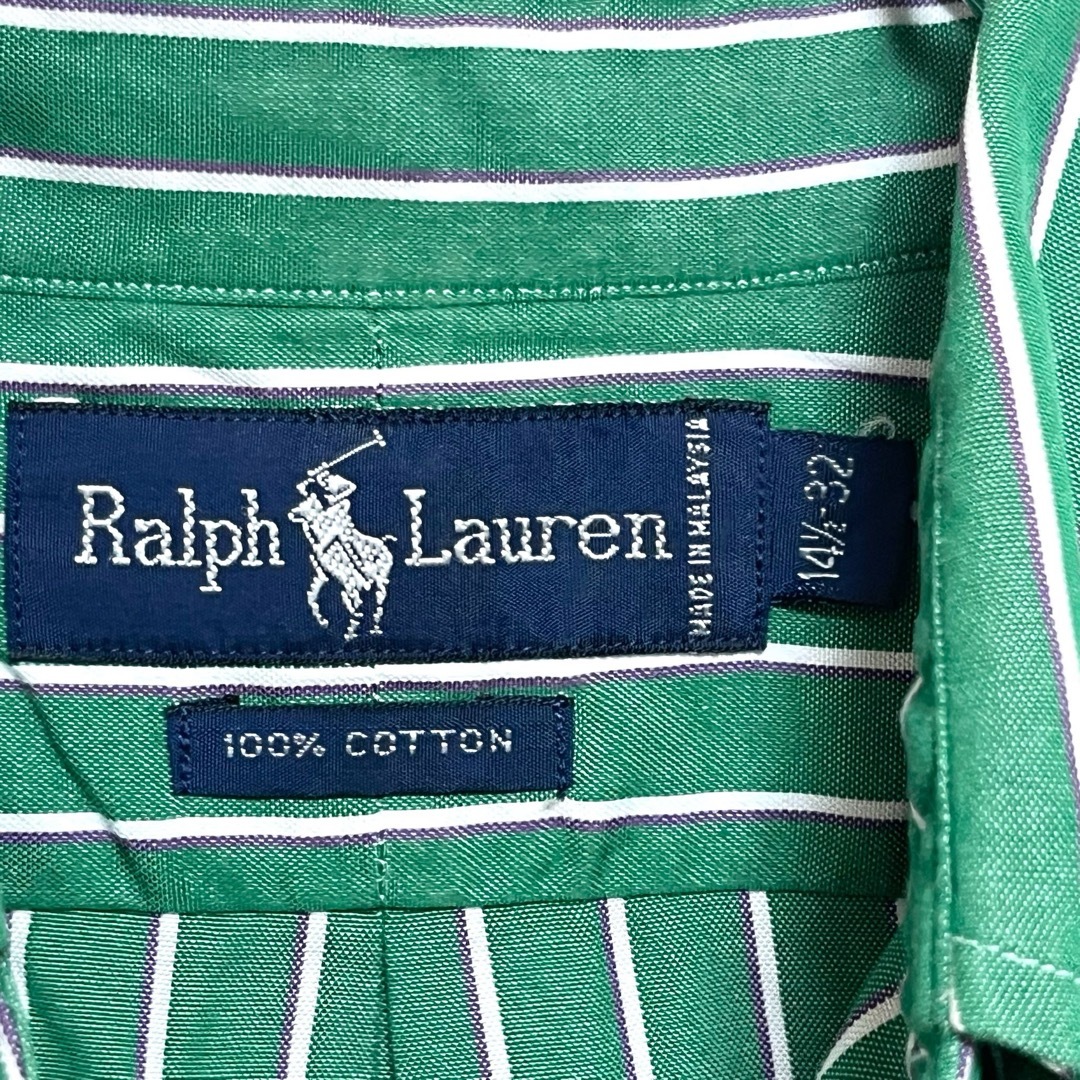 Ralph Lauren(ラルフローレン)のラルフローレン BDシャツ 長袖 グリーン 白ストライプ ポニー刺繍 ゆるだぼ メンズのトップス(シャツ)の商品写真