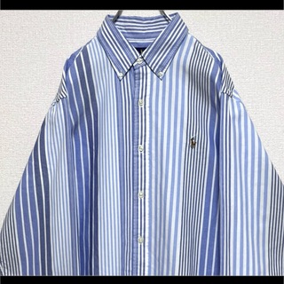 ラルフローレン(Ralph Lauren)の正規品 ラルフローレン BDシャツ 長袖 ブルーストライプ マルチポニー刺繍(シャツ)