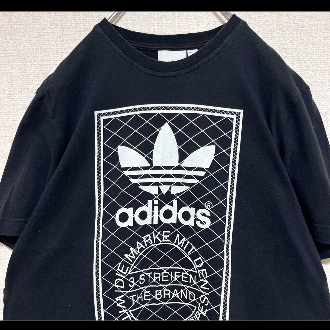 adidas(アディダス)のadidas アディダス Tシャツ ブラック でかプリント トレフォイル L メンズのトップス(Tシャツ/カットソー(半袖/袖なし))の商品写真